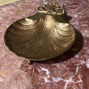 Vintage Brass Footed Shell Dish